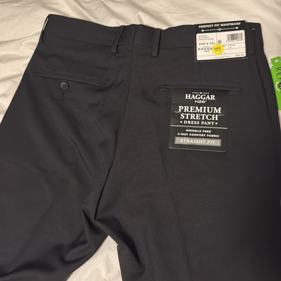 Haggar Men's Premium Stretch Straight Fit Dress Pants - Black 30x32 NWT - Picture 6 of 7